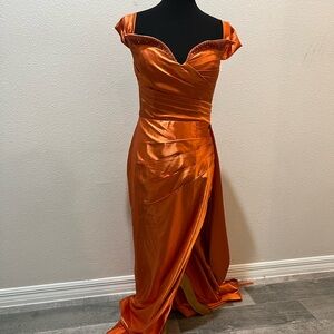 Elegant Slit Side Burgundy Long Dress